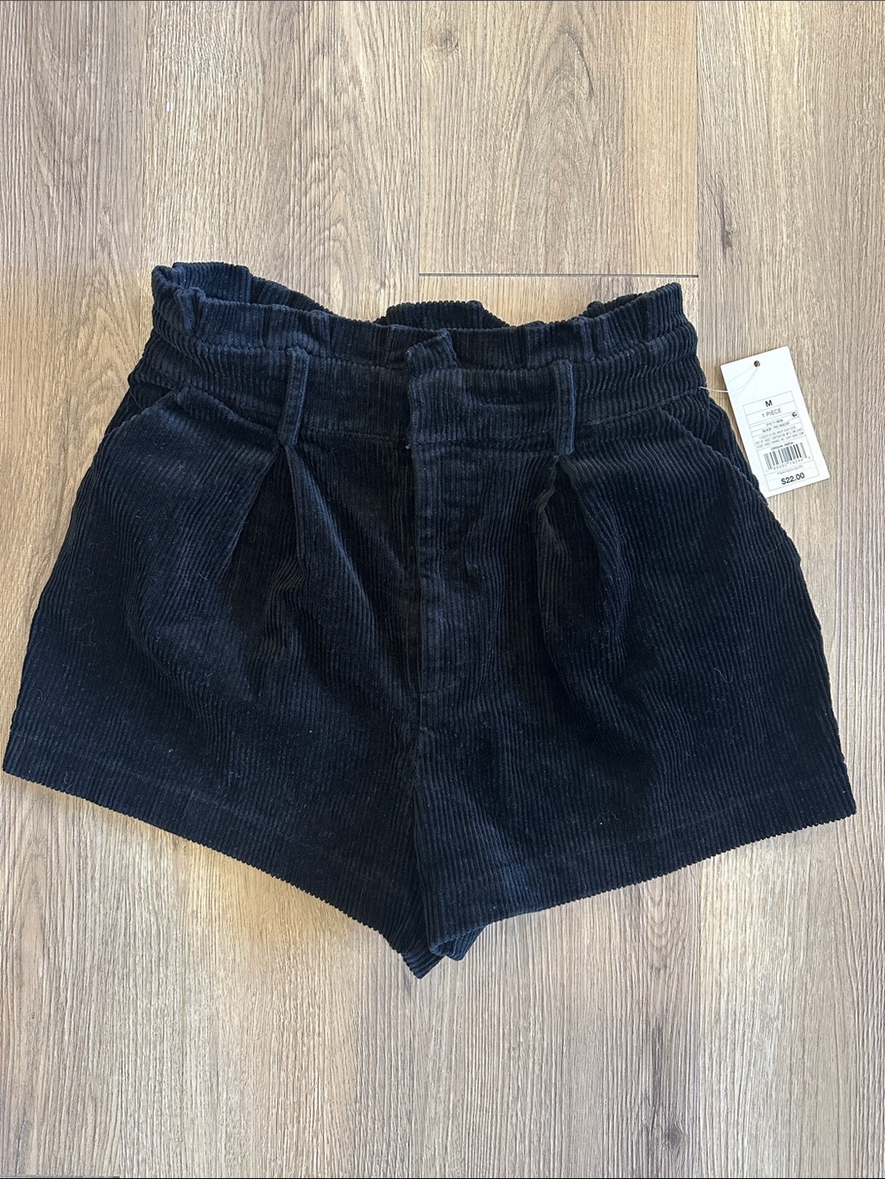 a new day Black High-Waist Corduroy Paperbag Shorts